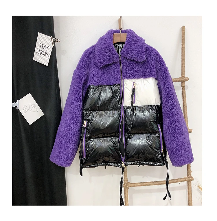 

Down jacket Winter Womens chaqueta mujer oversize coats with natural real sheep fur short parka female plus size abrigo mujer