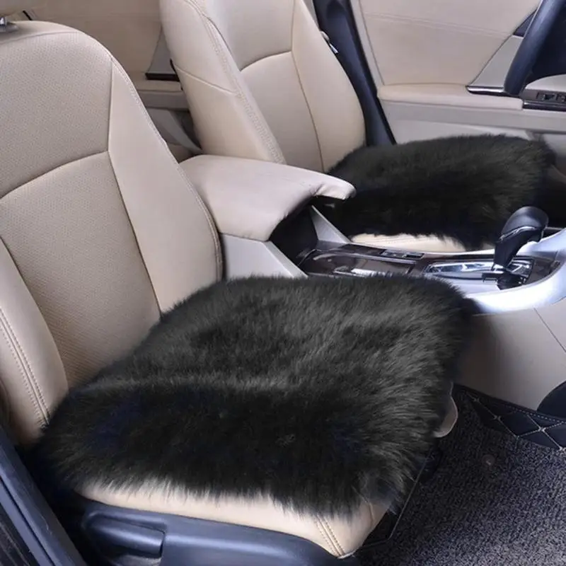 Kopen 45*45cm Luxe Natuurlijke Fur Authentieke Zachte Pluizige Wol Schapenvacht Auto Seat Cover voor Auto Interieur Accessoire Seat kussen