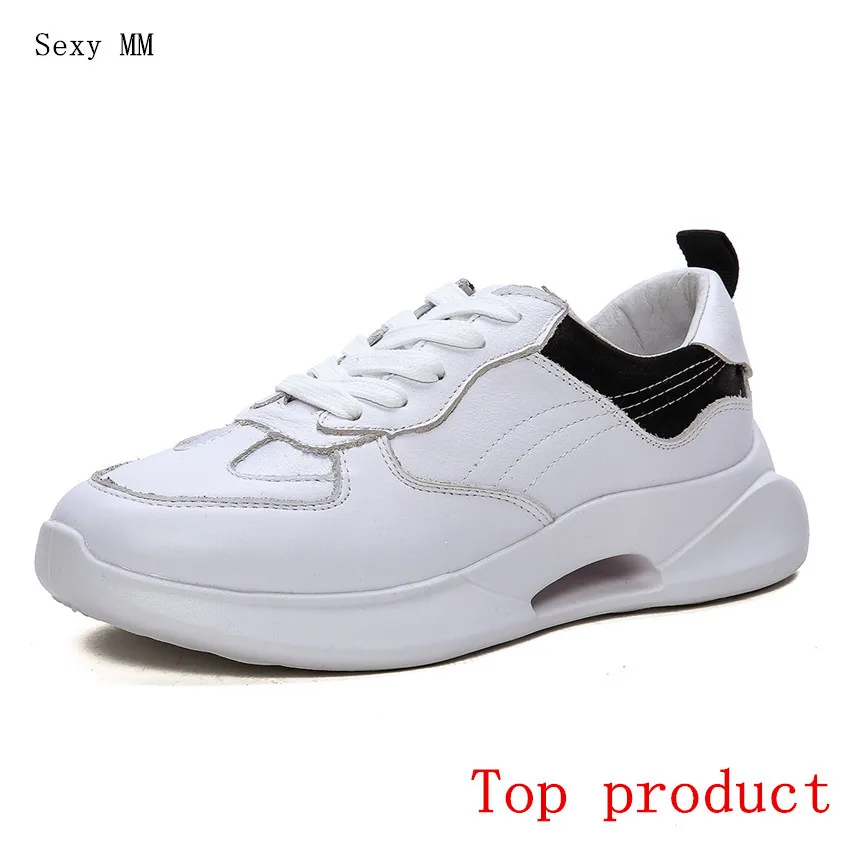 

Genuine Leather Flats Women Trainers Breathable Woman Casual Skate Walking Flat Platform Shoes