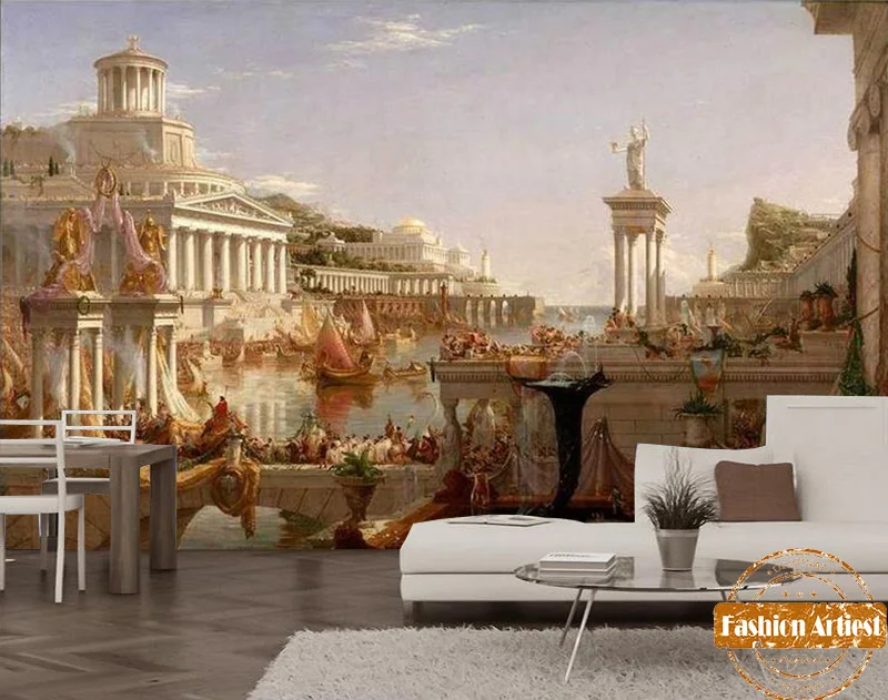 Custom Roman pillar palace oil painting wallpaper mural the Course of
