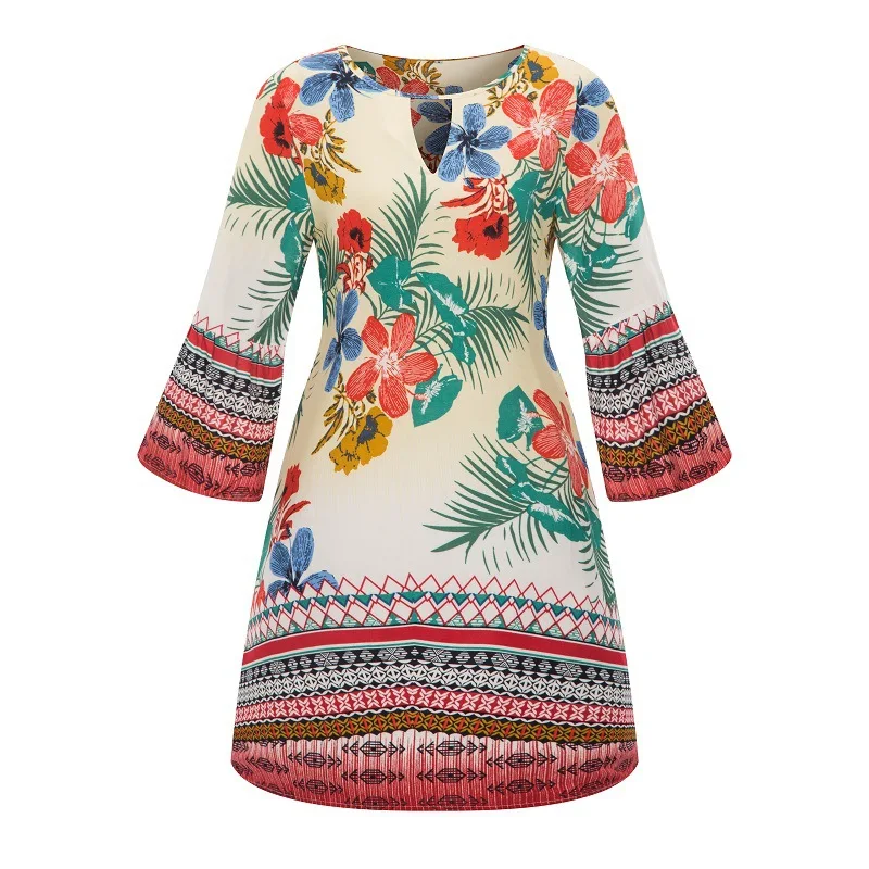 

HGTE autumn winter 2018 new style Indie folk Elegant women's dress Round neck batwing sleeve midi dress Vacation party vestidos