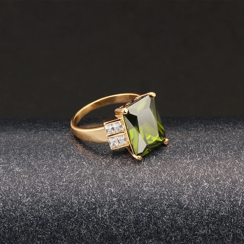 14mm Broadside Square Women Ring Trendy Accessories Gold Color Rings For Party New Jewelry (JewelOra RI101933)