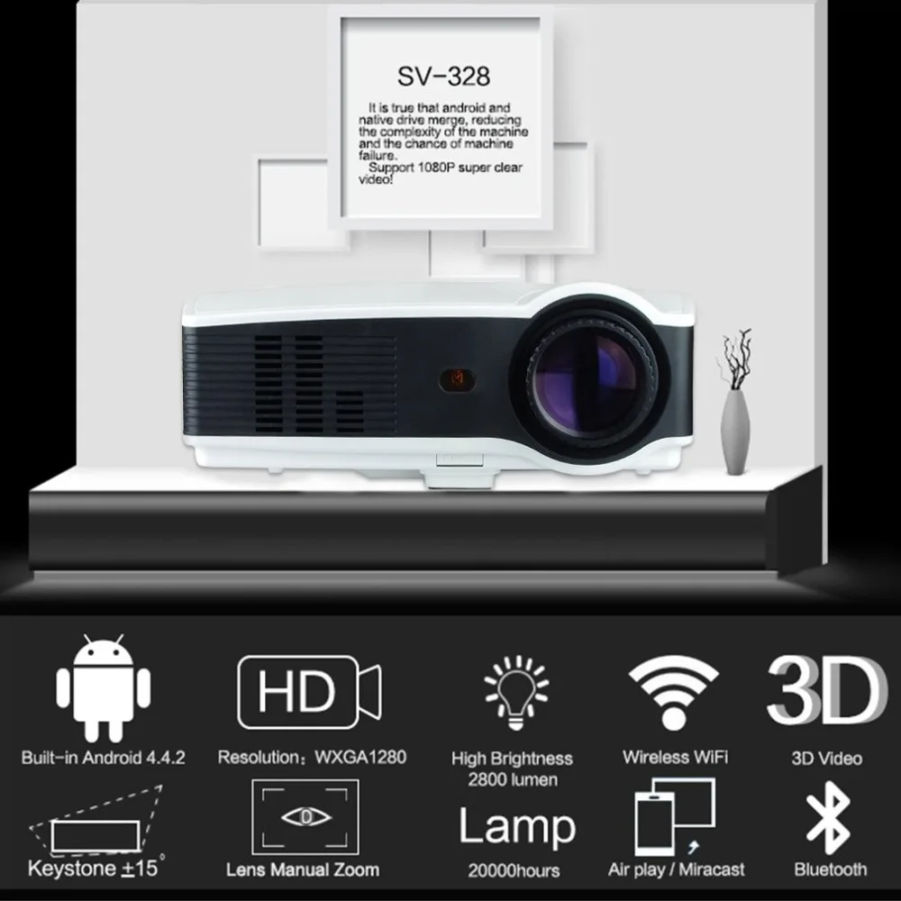 

2018 NEW Sv-328 Projector Business Home Wireless With Screen Led Projector 10800p High Definition IT-Black and White