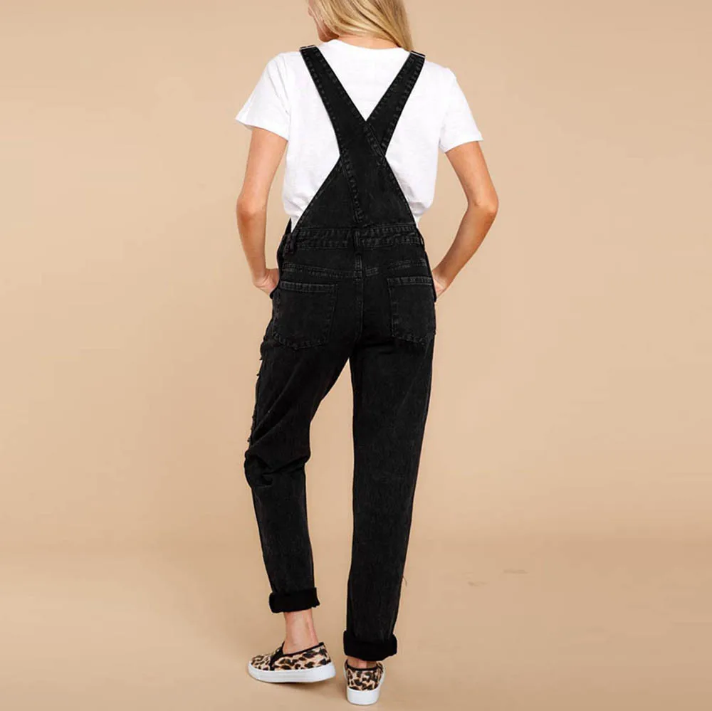 Jumpsuit New Fashion Women Loose Denim Bib Hole Pants Sleeveless Overalls Jeans Demin Trouser Overall Feminino S-XXL 6.24