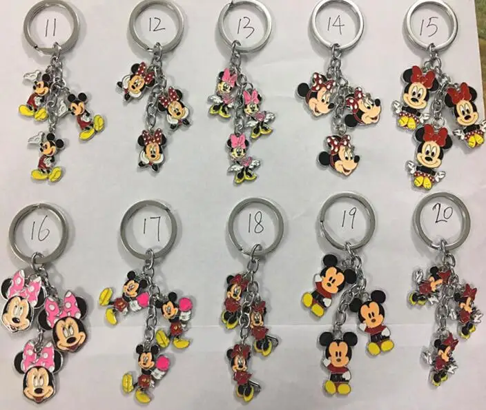 New 1set Cartoon mickey minnie Pendant DIY Key Chains With