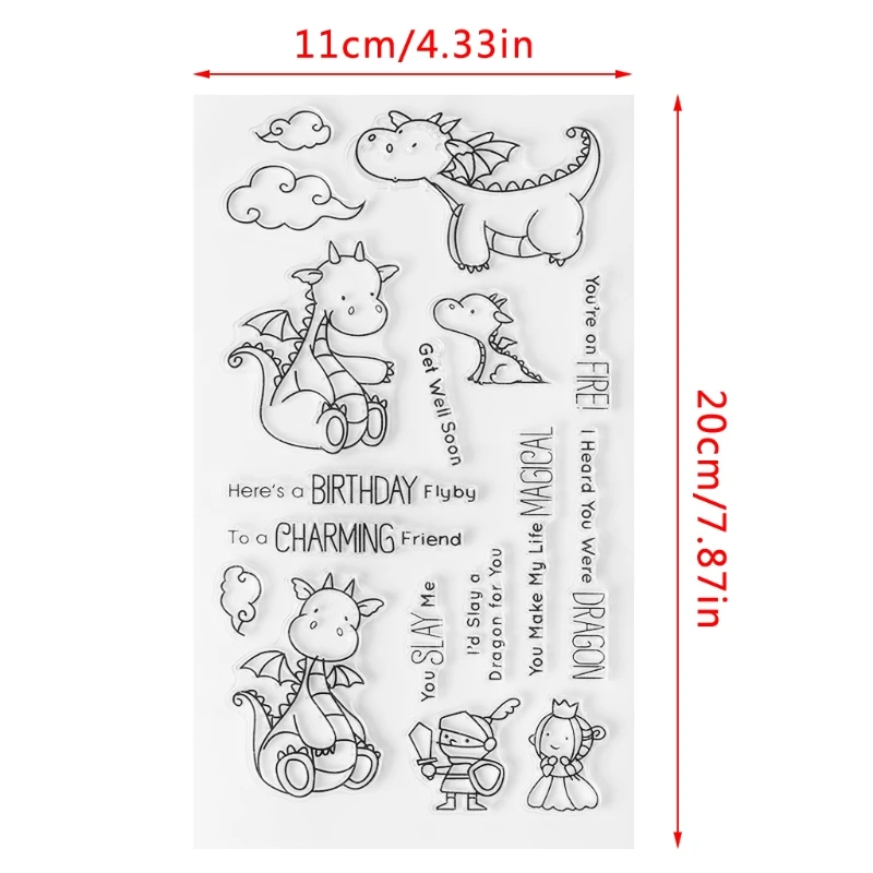 

Cartoon Dragon Transparent Stamp Silicone Seal DIY Scrapbook Diary Album Card S9
