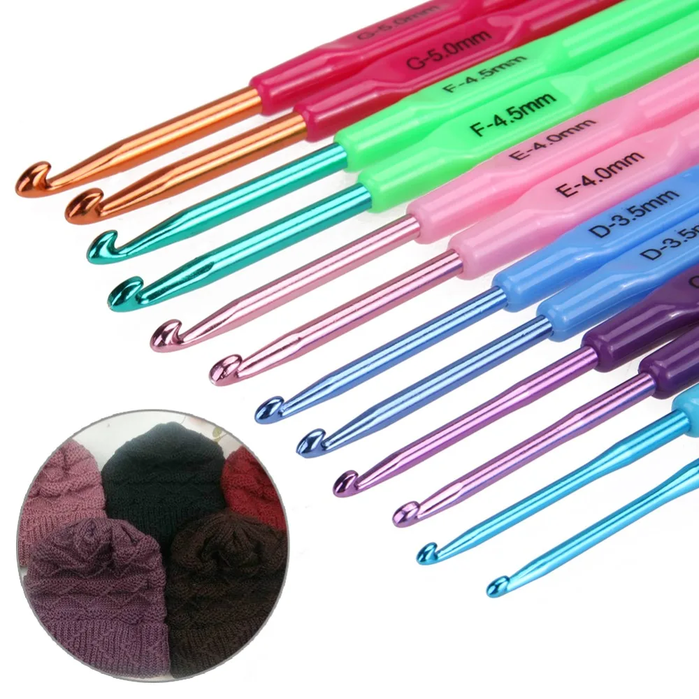 12pcs/set Stainless Steel Crochet Hooks Round Wool Knitting Needle For