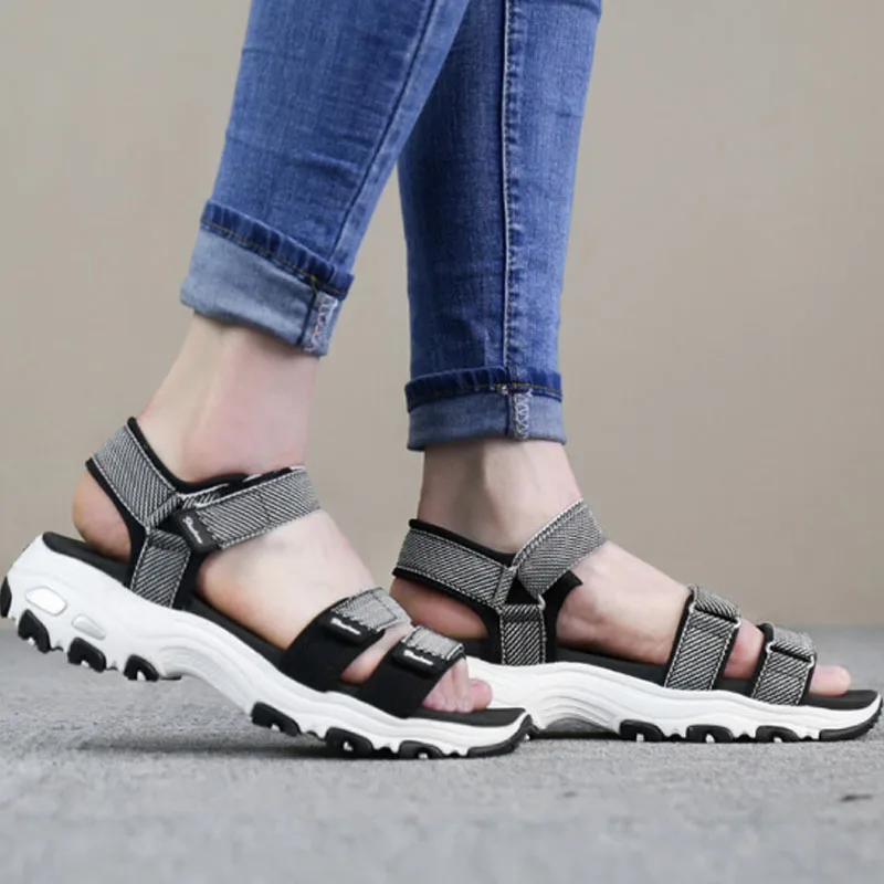 Skechers/женские сандалии гладиаторы на платформе модная удобная повседневная обувь