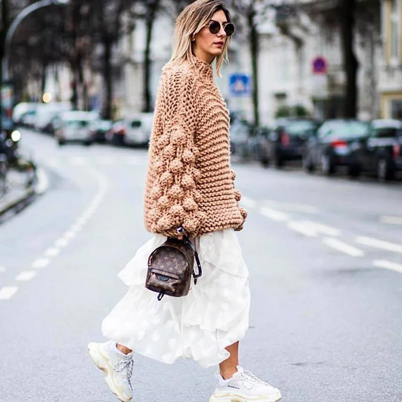 Femmes Col épais gray Noir Épaissie Main khaki Manteau red Pur White Printemps denim Street Blue navy black pink Chandail Roulé Blanc High Ultra Blue Lignes Grossier ECxwCz6qA