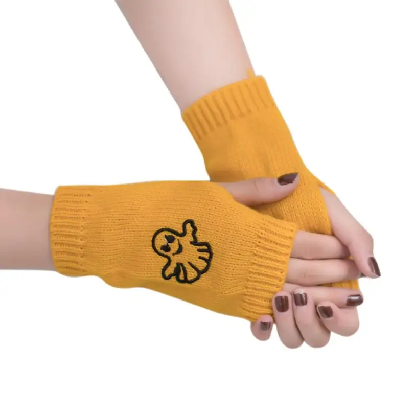 Для женщин Перчатки без пальцев для девочек трикотажные Arm теплые, без пальцев Зимние перчатки мягкие теплые варежки перчатки без пальцев мото-перчатки Luva - Цвет: Yellow