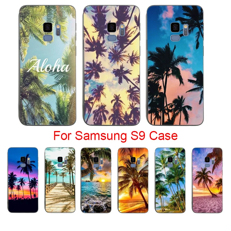 

MaiYaCa Beach seaside Aloha Palm Trees Black soft shell Phone Case For Samsung S5 S6 S6 Egde S7 S8 S8plus S9 S9plus