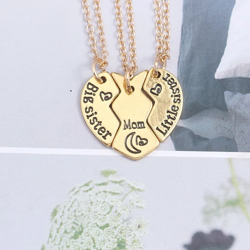 1 Pair Chic Love Big Sister Little Sister Pendant Chain Necklaces For Women JD