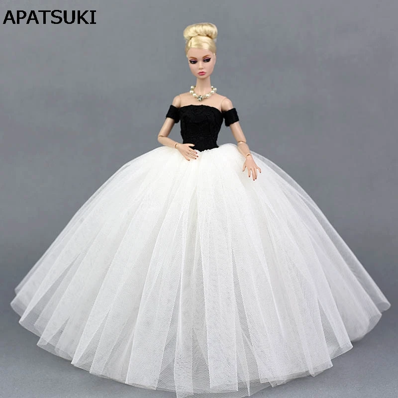 Black White Wedding Dress For Barbie Doll Princess Evening