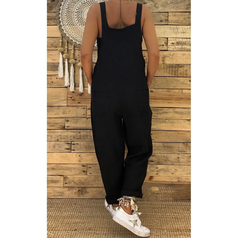 2019 комбинезон женские лен длинный комбинезон брюки из гарема общий комбинезон W319