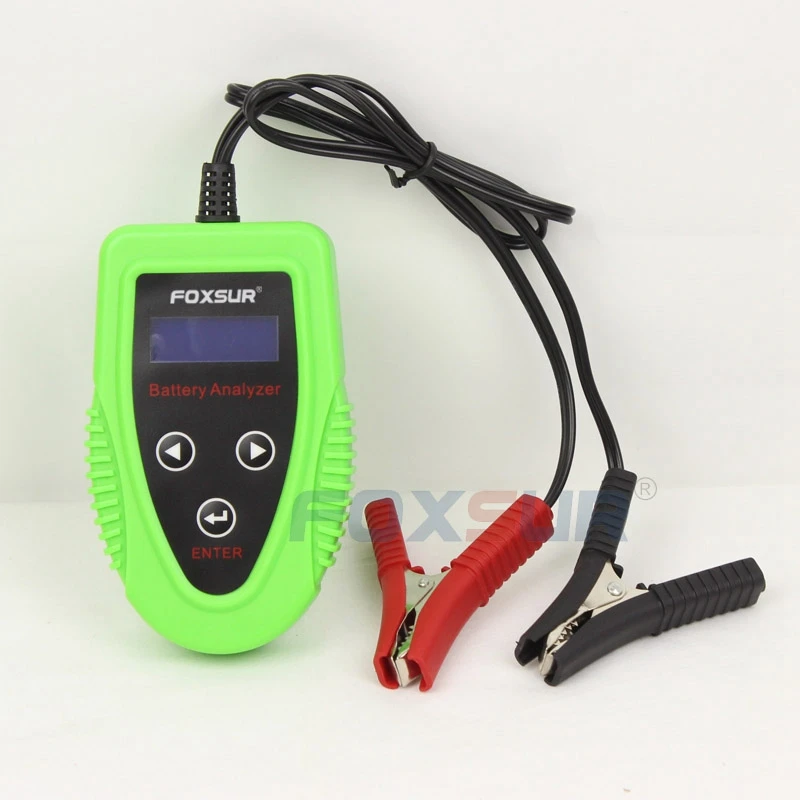 Foxsur 12 в автомобильный детектор батареи ЖК-дисплей анализатор заряда автомобиля диагностический инструмент влажный Ca Sla батарея Cca Ir Soh сканер