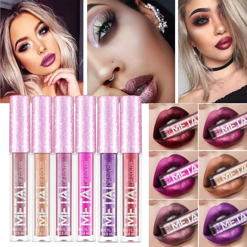 

Glitter Lip Gloss Metal Liquid Lipstick Waterproof Metallic Long-lasting Shimmer Sexy Red Shine Lip Gloss Glitter Gloss Makeup