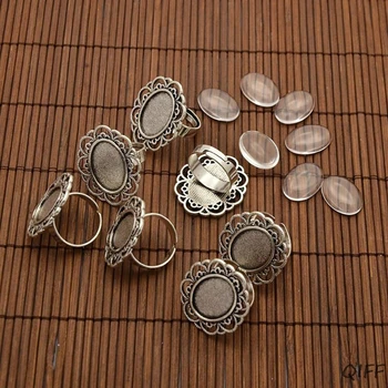 

10 Sets/Bag Ring Holder + Stone DIY Jewelry Making Tools Tray Model Vintage Charms Women Lady Handmade Crafts Epoxy Resin Access