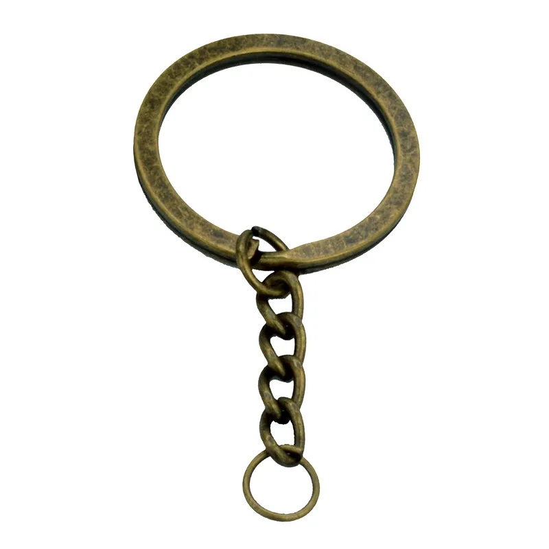 10pcs KeyRing Kay Chain Round Split Key Rings chain With Nickel Compass