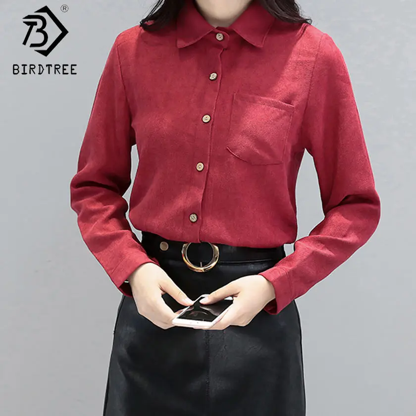 

Corduroy Korean Vintage Turn-down Collar Woman Shirts Fashion Autumn Casual Long Sleeves Women Blouses Tops New Arrival T7O713A