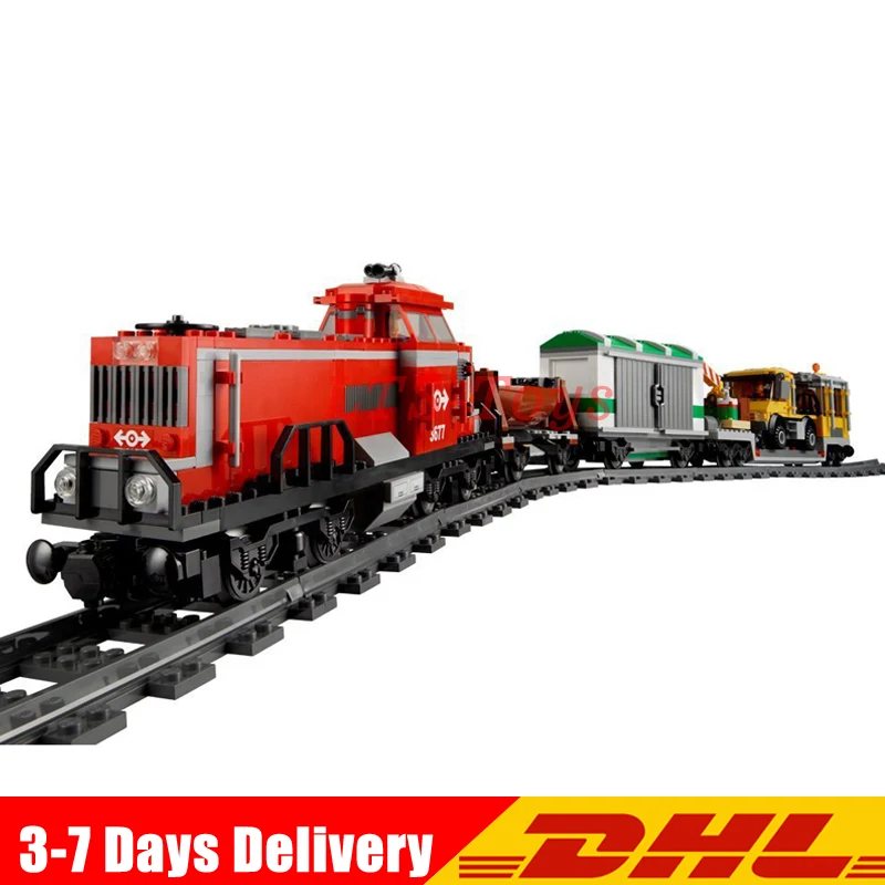 

Compatible legoing 3677 LEPIN 02039 898Pcs Red Cargo Train Set Children Building Blocks Brick Educational Children Toys Model