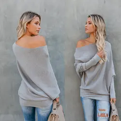 2019 Новый стильный осенне-зимний модный пуловер женский свитер элегантный дизайн с длинным рукавом черный белый серый хаки свитер