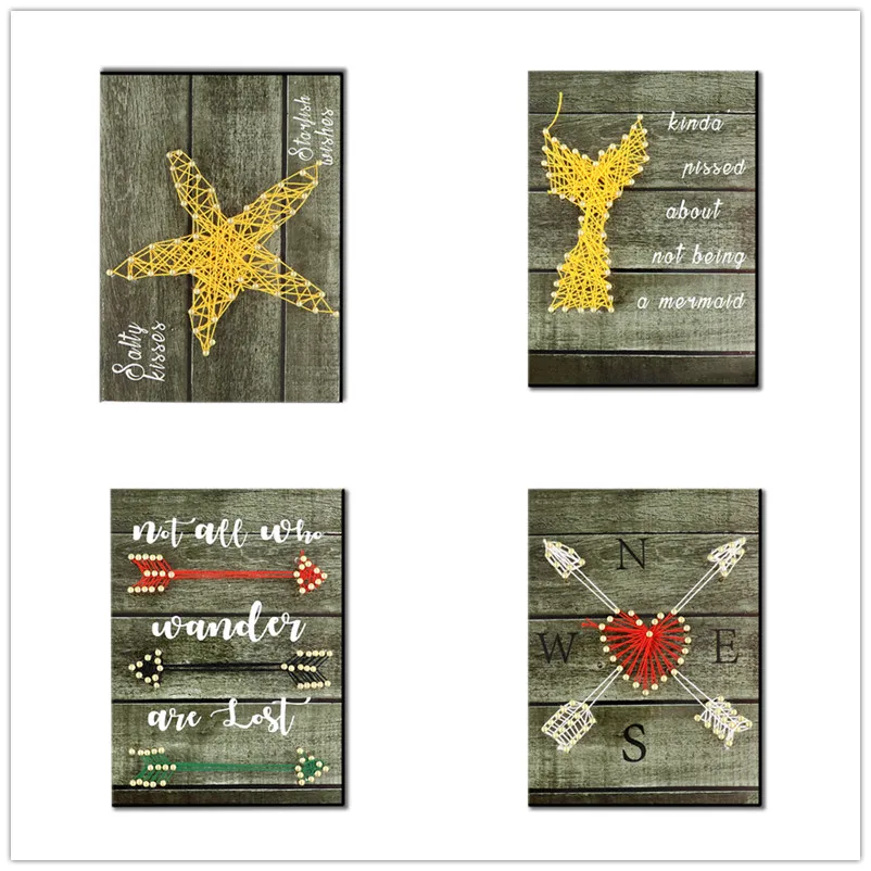

String Art Kits Star Angel Arrow Painting Decorative Home DIY Thread Winding Drawing for DIY Kids Crafts