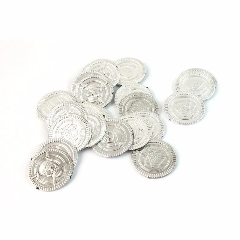 Пластиковые серебряные монеты реквизит игрушки сокровища в виде монет капитан пират вечерние сувениры ролевые сокровища сундук детские игрушки, принадлежности для вечеринок 8Z