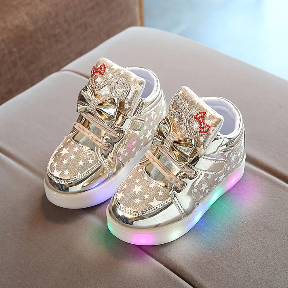 

TELOTUNY Baby shoes kids light up shoes LED 1-6T PU moccasins Fashion A801 C