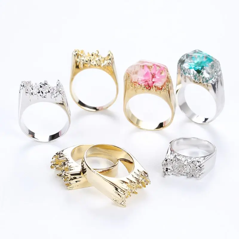

v1 Pc Epoxy Resin Ring Mold Broken Art Resin Metal Ring Silicone Mold US Size 7-9 DIY Ring AccessoriesJewelry Making