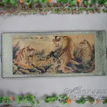 China Antique collection Boutique Calligraphy and painting the Five Tigers diagram