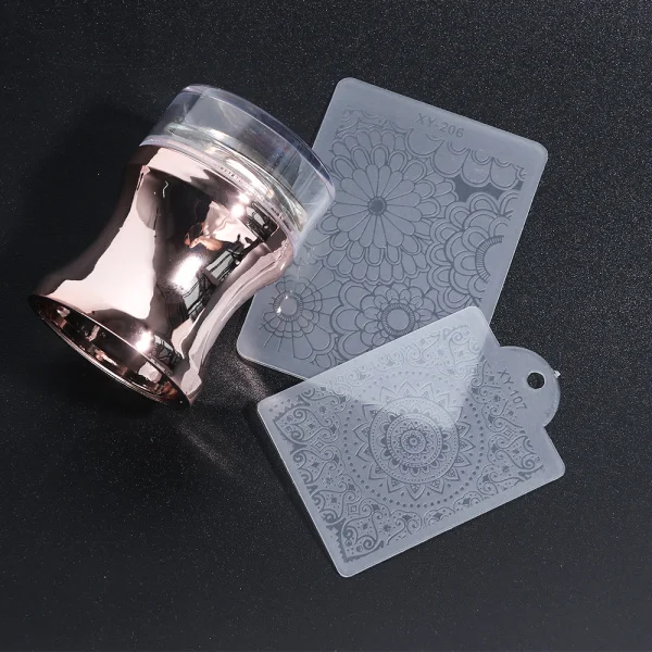 3pcs Jelly Silicone Head Nail Stamper Scraper Color Holographic Polish Transfer Capsule Nail Transparent All For Manicure LE1033 - Цвет: Rose Gold