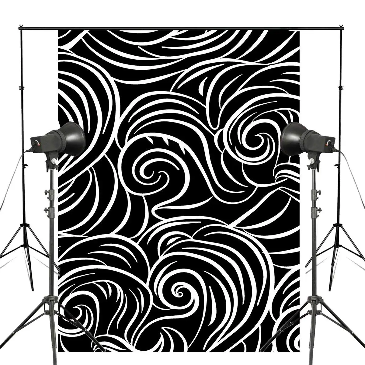 

Abstract Waves Photography Backdrop Black White Clouds Background Art Photo Studio Wall Backdrop 5x7ft