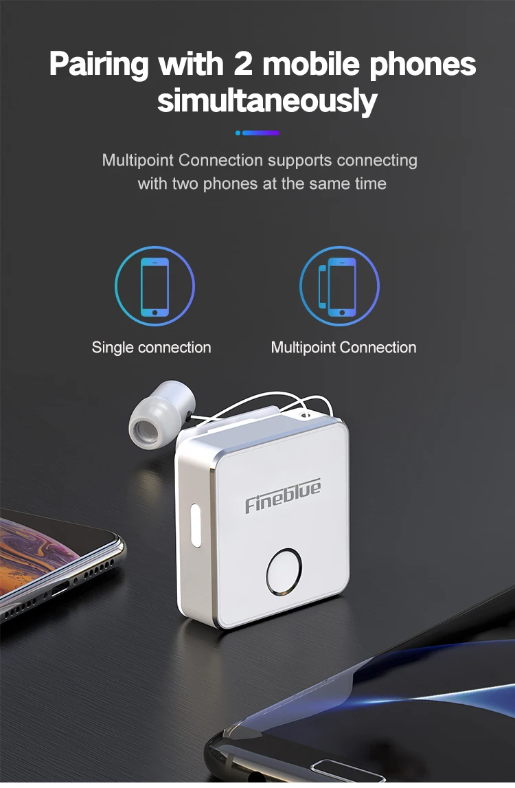 Fineblue F1 Headset Retractable Wireless Bluetooth V5.0 Collar Clip Headphones for Smartphone | astrosoar.com