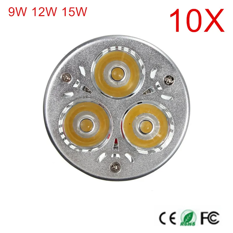 

10pcs/lot, 9W 12W 15W GU10 LED Bulb Lights AC85-265V Dimmable Led Spotlights Warm/Cool White GU10 LED Spot light