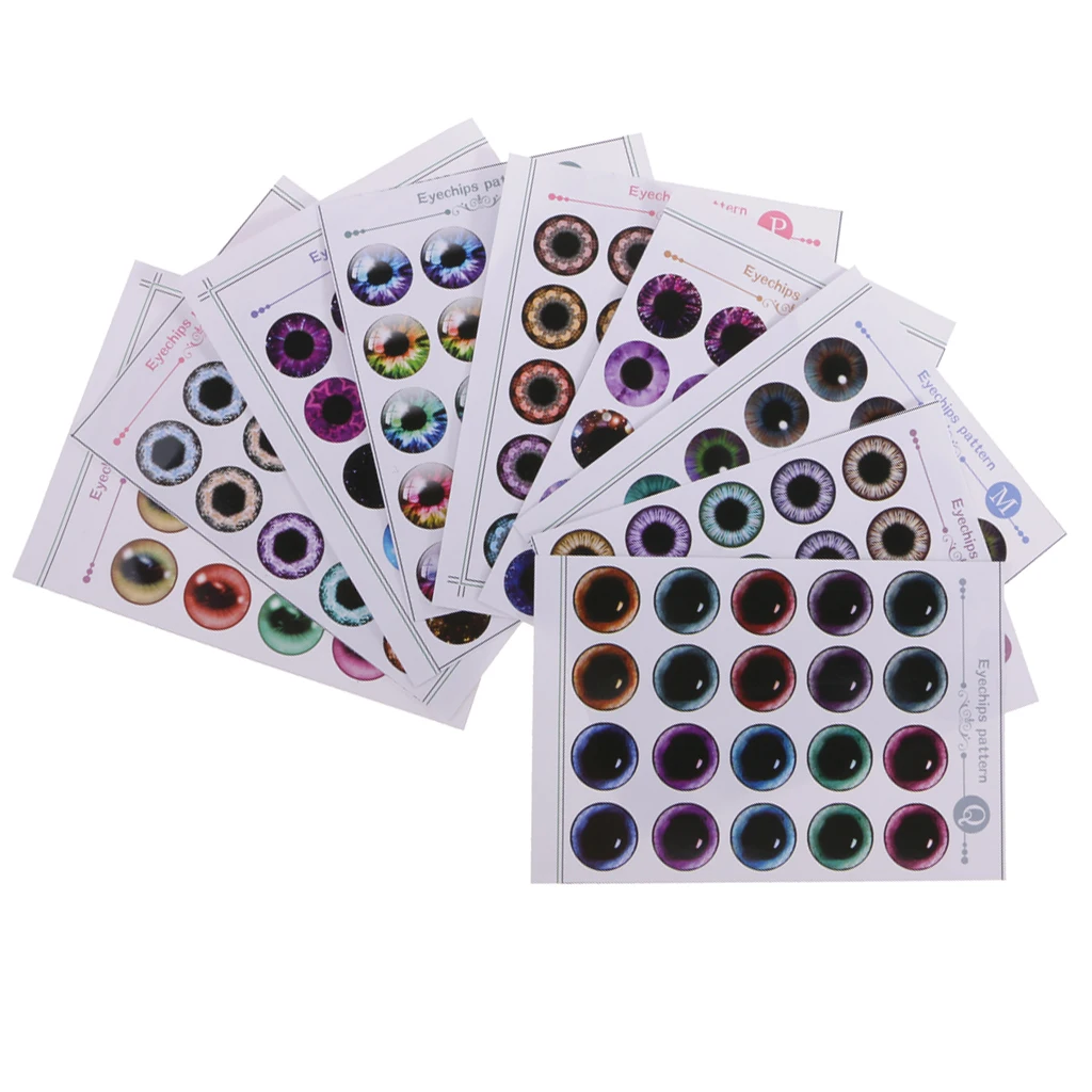 

Lovely 9 Pieces Eyes Chips Pattern (J to R) for 1/6 Blythe Doll DIY Accessories