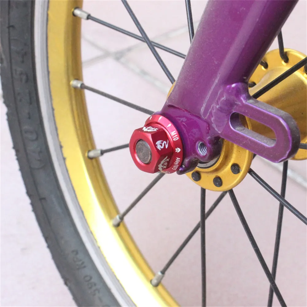 2PC Bicycle Hub Nut M10 Folding Dead Fly Hub Nut 7075 Aluminum Alloy Screw Bicycle Outdoors Sports Led handle #4S04 (9)