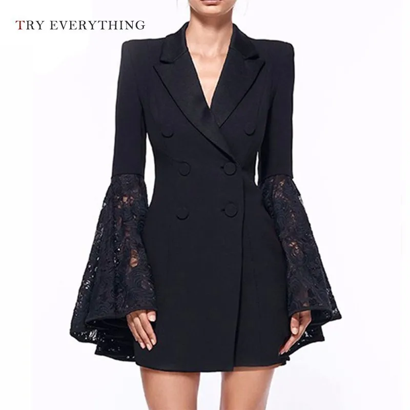 

Black Blazer Women Long Jacket Plus Size Blazer Women Jacket White Jacket Lace Double Breasted Blazer Female Coat Large Size 3XL