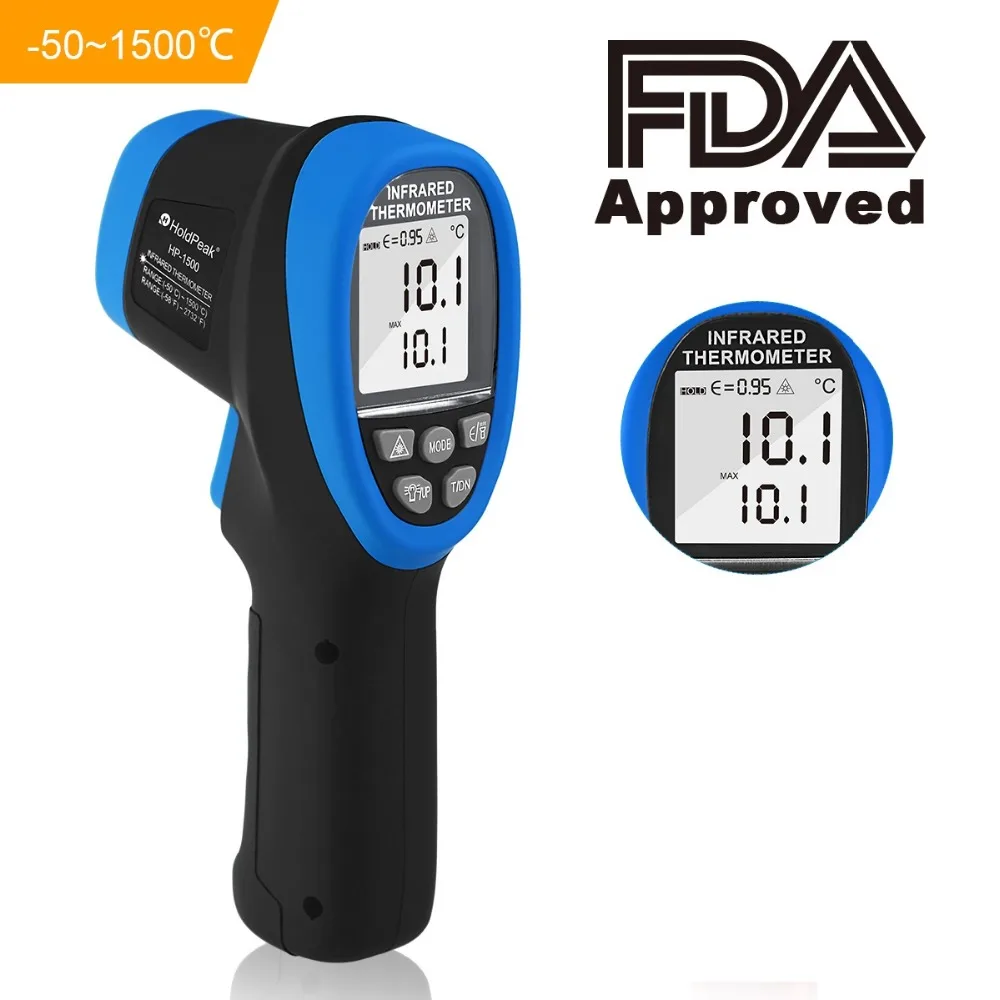 

Double Laser HoldPeak HP-1500 Digital Infrared Thermometer -50~1500 Non Contact Temperature Meter Gun Laser Termometro Pistola