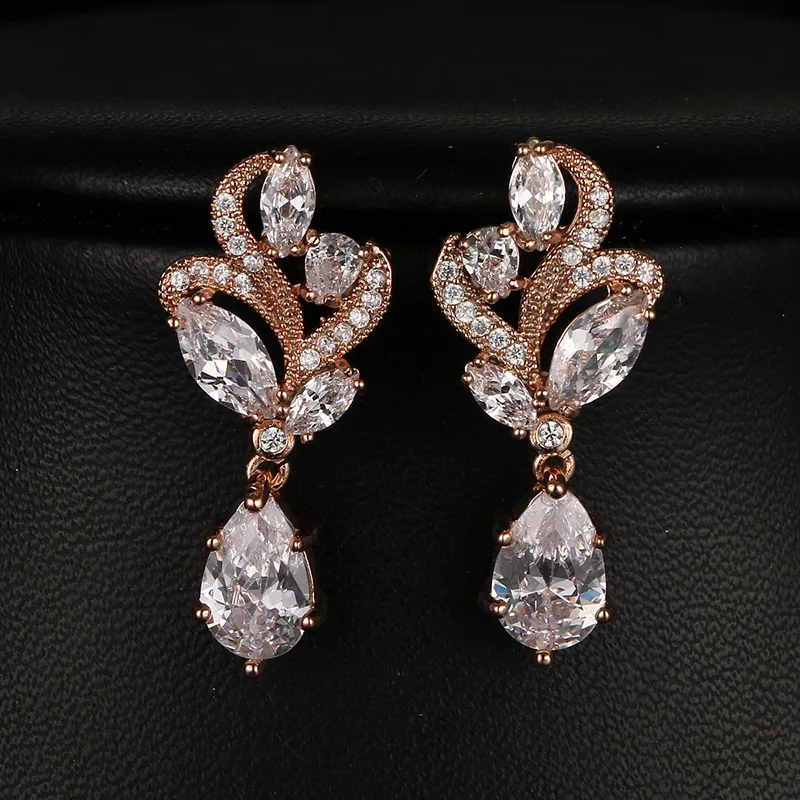 Floralbride Fashion Jewelry Bijoux Anti-allergic Girl Cubic Zircon Earring Charm Water Drop Women Dangle Wedding | Украшения и
