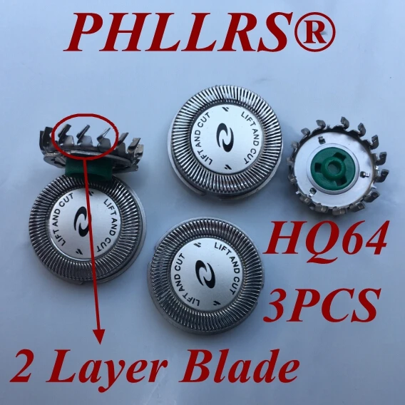 

3PCS 2-Layer blade HQ64 replace head razor blade for philips shaver HQ54 HQ7110 HQ7120 HQ7140 PT710 PT715 PT725 PT720 HQ600