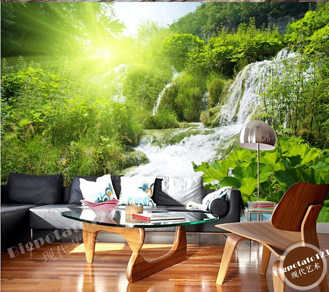 The custom 3D murals forest streams under the sun living room sofa TV wall bedroom paper | Обустройство дома