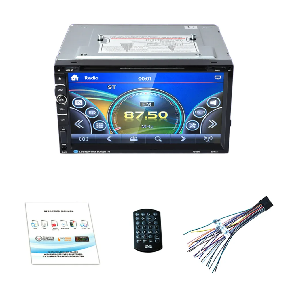 LESHP 7in Double 2Din 800 480 Car Audio Car Stereo Auto USB Bluetooth Radio FM 45W