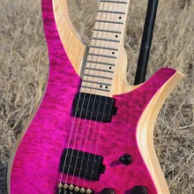 NK безголовая гитара электрическая гитара фиолетовое пламя клен Топ Пламя клен шея черная аппаратная гитара