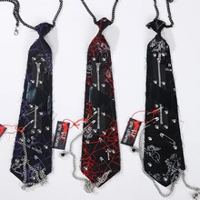 Темно-черные готические галстуки из тяжелого металла с заклепками в виде паука, цепочки на молнии, широкие галстуки в стиле стимпанк, унисекс