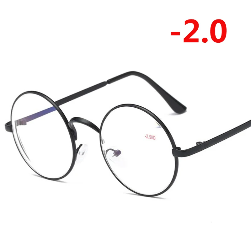 1,0-1,5-2,0-2,5 до-4,0 готовые очки для близорукости для женщин мужчин анти синий Llight короткие очки для коррекции зрения круглые очки для близорукости - Цвет оправы: Myopia 200