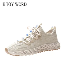 E TOY WORD ladies woven sneakers woman shoes Autumn New Outdoors Breathable mesh flat shoes Sneaker woman chaussures femme