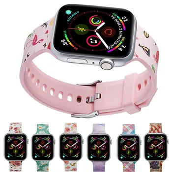 

Pattern Designs Silicone Watchbands Strap For Apple Watch Band Series 5/4 40mm 44mm Sport Wristband For iWatch 3 2 1 42mm 38mm