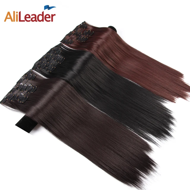 Best Price Alileader Full Head Clip In Hair Extensions Synthetic Hair 22" Straight 6Pcs 16 Clips On Hair Brown Blonde 613# Hair With Clips Best Price Alileader Full Head Clip In Hair Extensions Synthetic Hair 22" Straight 6Pcs 16 Clips On Hair Brown Blonde 613# Hair With Clips
