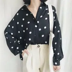 WSYORE 2019 новые весенние ленивые шифоновые Повседневные простые точечные рубашки с длинными рукавами женские блузки уличные солнцезащитные