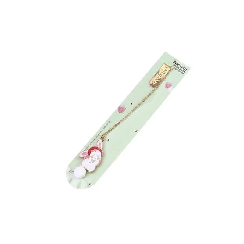 

1pc Kawaii Strawberry Rabbit Alloy Bookmark Cute Cherry Blossom Bookmarks Books Paper Clips Marker Stationery School Supplies